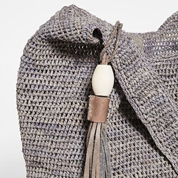 NWT Mar Y Sol Dove Gray Augusta Woven Raffia Shoulder Bag Tote Beach Bag - Picture 6 of 8